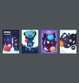 cartoon space flyer universe galaxy banner planet vector image vector image
