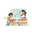 girl and boy school kids vector image