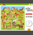counting cartoon horses farm animals educational vector image