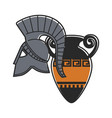 ancient gladiator metal helmet and amphora vector image vector image