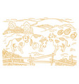 dairy farm is livestock three cows vector image vector image