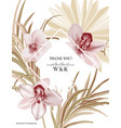 orchid wedding invitation floral invite green vector image