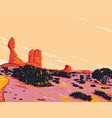 balanced rock trail in arches national park utah vector image vector image