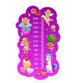 kids height chart of cupids unicorn and sweets vector image