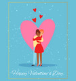 valentines day couple love card with two enamored vector image