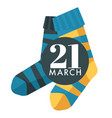 world down syndrome day isolated icon child socks vector image