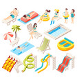 aqua park isometric icons set vector image
