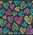 seamless pattern with hearts on black background vector image vector image