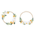 watercolor white flower and orange fruit wreath vector image