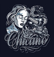 chicano tattoo vintage template vector image vector image