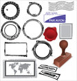empty postage stamps rubber and wax seal vector image vector image