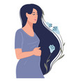 female character holding tummy pregnant woman vector image