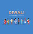 happy diwali indian people group wearing national vector image vector image