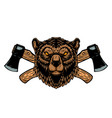 bear with axes design element for poster emblem vector image vector image