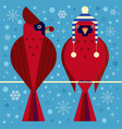 christmas birds card with red cardinals couple vector image