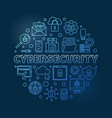 cybersecurity round concept thin line blue vector image