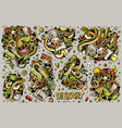 doodles cartoon set of diet food vector image vector image
