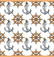 seamless pattern with anchors and ships wheels vector image