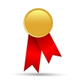 golden quality label with red ribbon isolated vector image