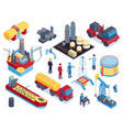 isometric petroleum industry icon set vector image