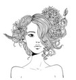 portrait of young beautiful woman with flowers vector image vector image