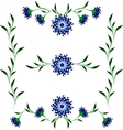 vignettes of blue cornflower and green leaves vector image