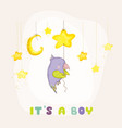 newborn parrot sleeping on star baby shower card vector image