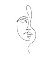 one line drawing woman face beauty female portrait vector image