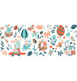 funny happy easter eggs hunt seamless pattern vector image vector image