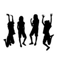 happy jumping girl silhouettes vector image vector image