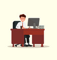 office worker man behind a desktop vector image