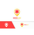 ambulance and map pointer logo combination vector image