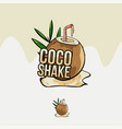 hand drawn coconut shake juice logo template vector image