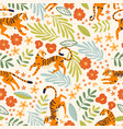 seamless pattern with hand drawn exotic big cat vector image