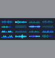 blue colorful sound waves collection analog vector image