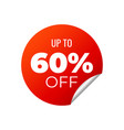 red banner sticker up to 60 percent off vector image