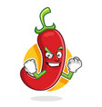 strong chili pepper mascot character vector image