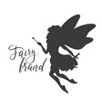 cute flying fairy with magic wand fairy brand vector image