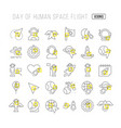 line icons day human space flight vector image