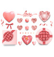 a pink objects set for romantic holidays vector image