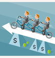 businessman riding a long bicycle on white arrow vector image vector image
