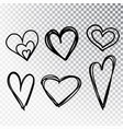 hearts hand drawn set isolated design elements vector image vector image
