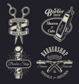 set of vintage barbershop emblems vector image