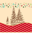 pine trees christmas greeting card snowflakes vector image vector image
