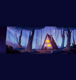 cozy hut in night forest cartoon vector image