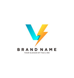 Letter v flash electrical logo design Royalty Free Vector