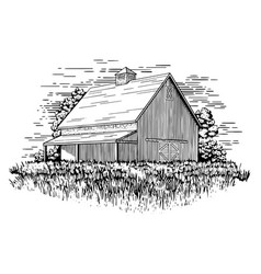Woodcut Barn and Silo Royalty Free Vector Image