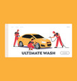 cleaning company employees work landing page vector image vector image