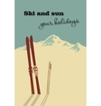 mountains and ski equipment in the snow vector image vector image