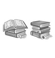 stack of books drawings engrave pile study vector image vector image
